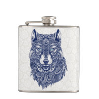 Ilustração detalhada da cabeça do lobo azul escuro