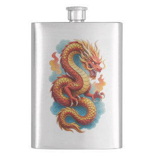 Cantil Ilustração Fiery do Dragão Vermelho Chinês