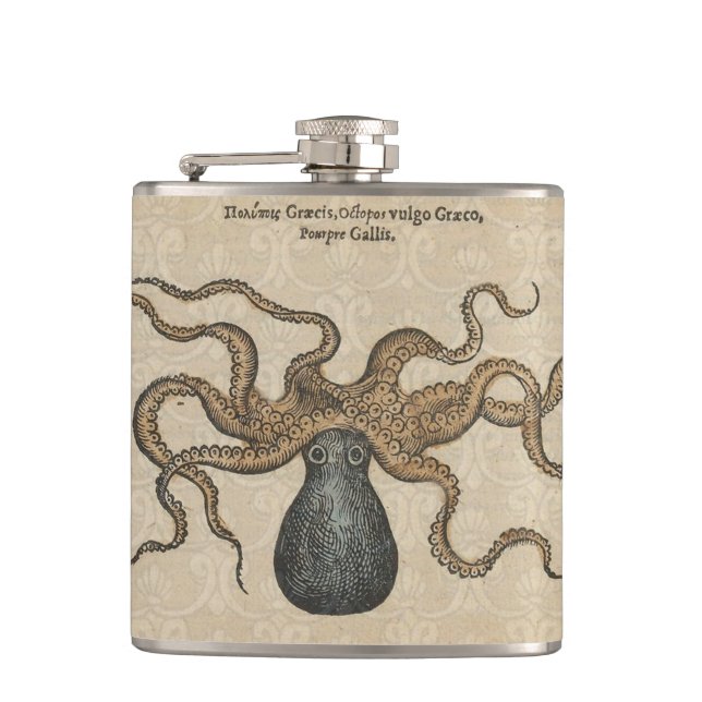 Cantil Ilustração Octopus Kraken Vintage (Frente)