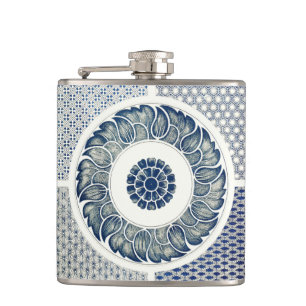 Cantil Impressão de Design de Arte Gráfico Azul e Branc