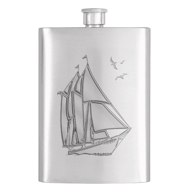 Cantil Impressão náutica de barco-vela cromo (Frente)