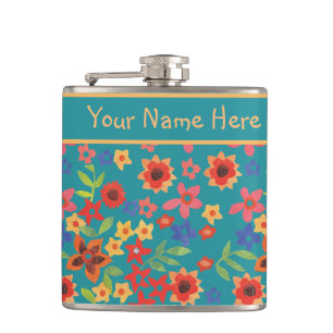 Cantil Impressões Florais Retro Chic no Flask Hip Persona