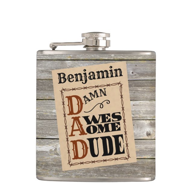 Cantil Incrível Duo Western Themed Custom Name Flask (Frente)
