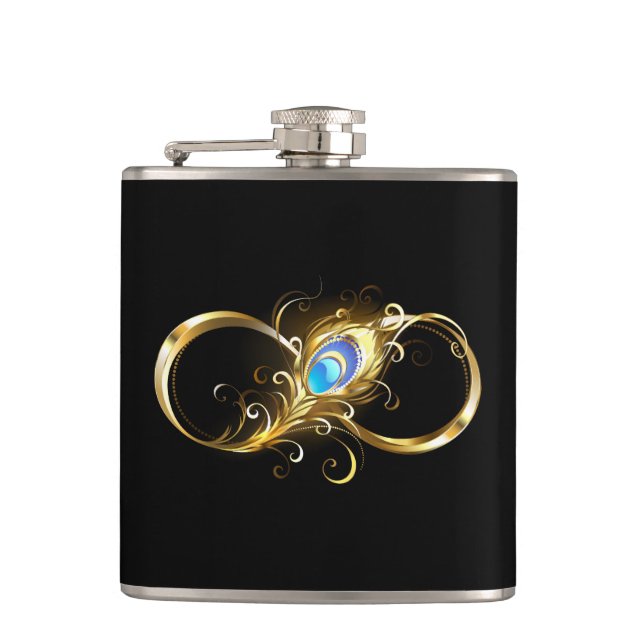 Cantil Infinidade com Pena de Pavão Dourada (Frente)