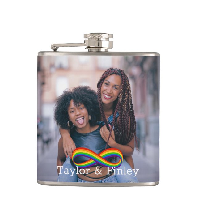 Cantil Infinito Rainbow Favor Add Photo Gay Wedask Flask (Frente)