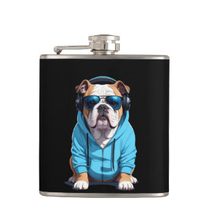 Cantil Inglês Buldogue Vestindo Hoodie Funny Legal Música