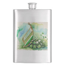 Inglês Elegante Harp & Shamrock Hip Flask - Celta