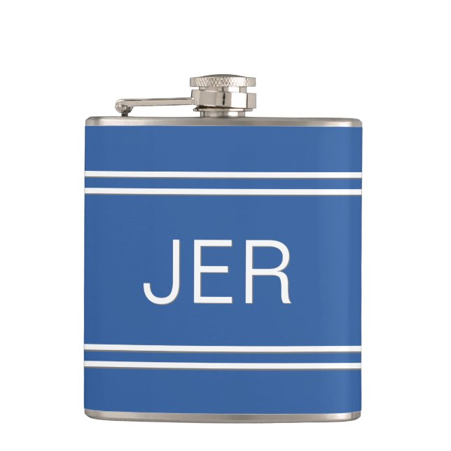 Cantil Iniciais de Três Letras Monogramadas Bebida Azul R (Frente)