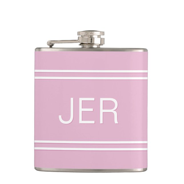 Cantil Iniciais de Três Letras Monogramadas Bebida Rosa (Frente)