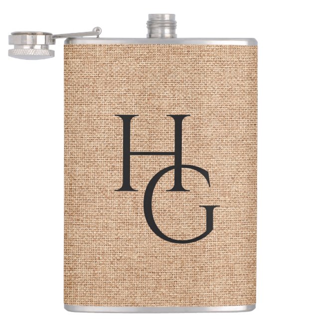 Cantil Iniciais Personalizados de Linen Faux (Aberto)