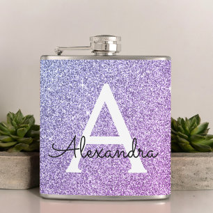 Cantil Inicial de Glitter Roxo e Monograma Sparkle