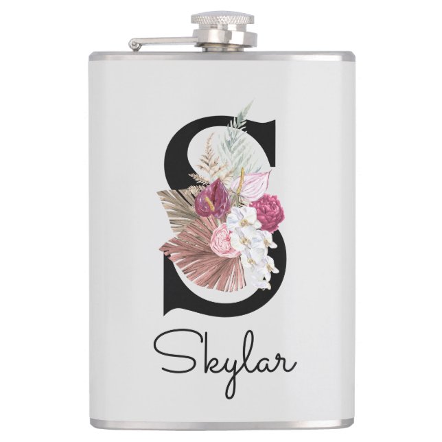 Cantil Inicial Floral Boho Rosa Monogramada S (Frente)
