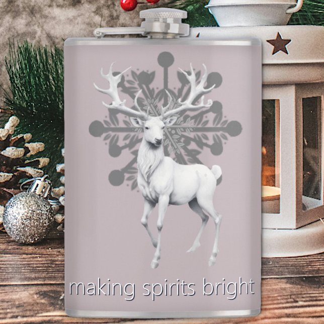 Cantil Ivory Reindeer Christmas | Cor de Rosa (Pink Ivory Reindeer Christmas Flask)