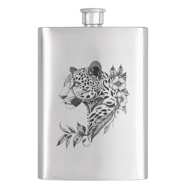 Cantil Jaguar Wild Animal Nature Illustration Art Tattoo (Frente)