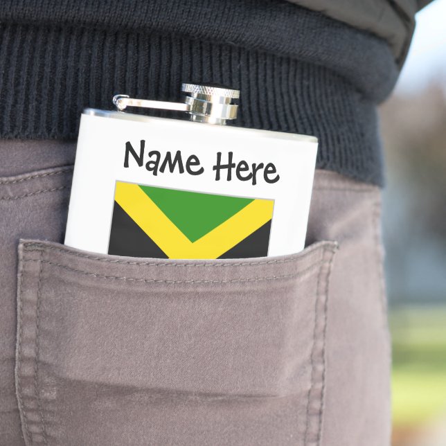 Cantil Jamaica e bandeira jamaicana com seu nome (In Situ)