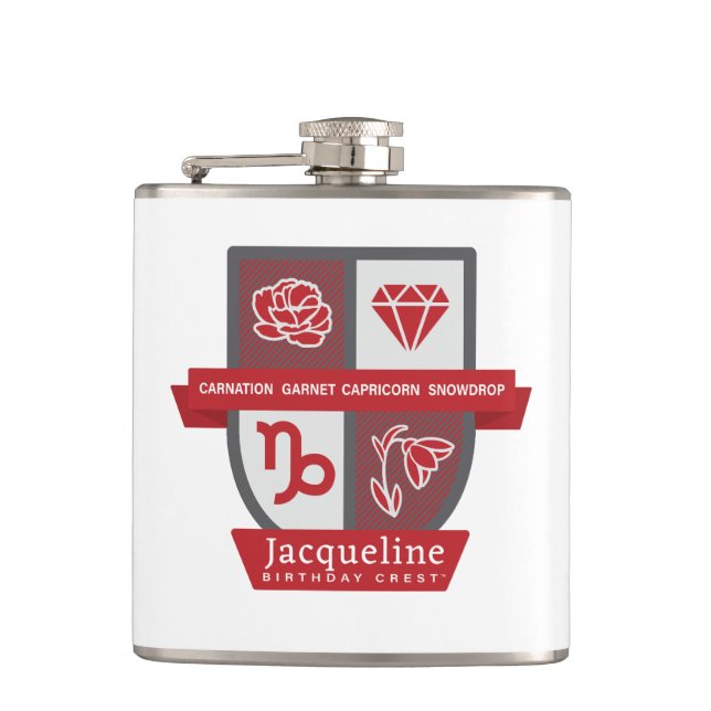 Cantil January (Capricorn) Birthday Crest™ Flask (Frente)