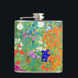 Cantil Jardim Flor Gustav Klimt<br><div class="desc">Flask com a pintura a óleo do Jardim Flor de Gustav Klimt (1906). Um belo jardim de flores roxas,  vermelhas,  brancas,  azuis e laranja. Um presente de excelente para fãs de Arte Nouveau e de Arte Austríaca.</div>