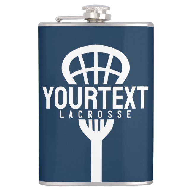 Cantil Jogador de Lacrosse TEXTO PERSONALIZADO Equipe Mal (Frente)