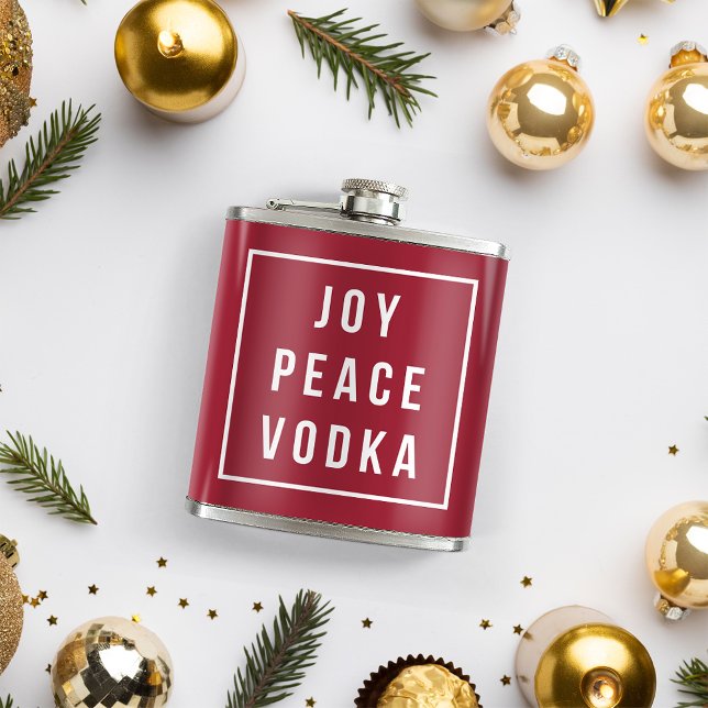 Cantil Joy Peace Vodka | Feriado vermelho e branco engraç (Criador carregado)