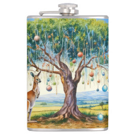 Cantil Kangaroo debaixo de uma árvore de natal