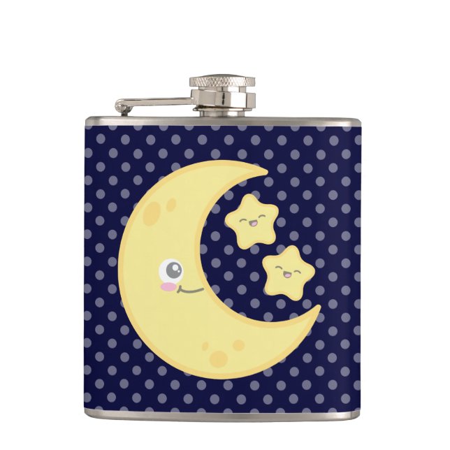 Cantil Kawaii Moon e Stars Flask (Frente)