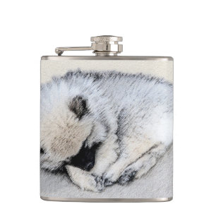 Cantil Keeshond Dormindo Puppy Pintura Original