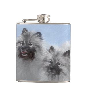 Cantil Keeshond Pair de Kees pintando Arte Animal Origina