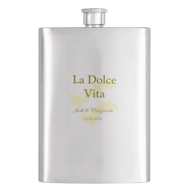 Cantil La Dolce Vita casal amarelo Nome data glit (Frente)
