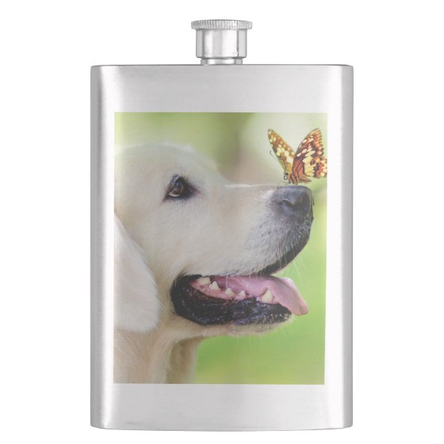 Cantil Labrador E Travesseiro decorativo De Borboleta (Frente)