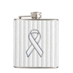 Cantil Laço Branco de Conscientização em Listras Verticai