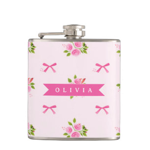 Cantil Laço Floral Cor-de-Rosa Personalizado Coquete Meni