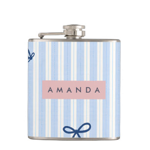 Cantil Laço Listrado Azul Pastel Clássico Personalizado