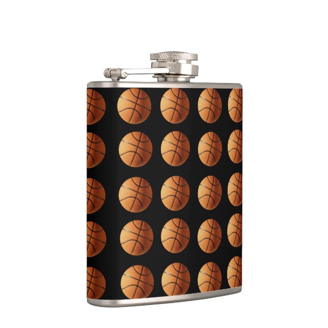 Cantil Laranja Basquete Em Preto, Vinil Wrap Flask (Direita)