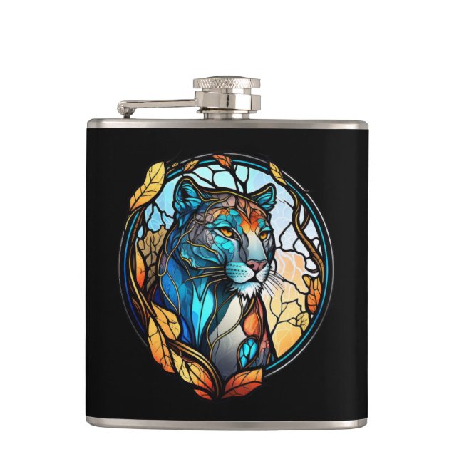 Cantil Leopard Animal Portrait Vidro Escondido Arte Selva (Frente)