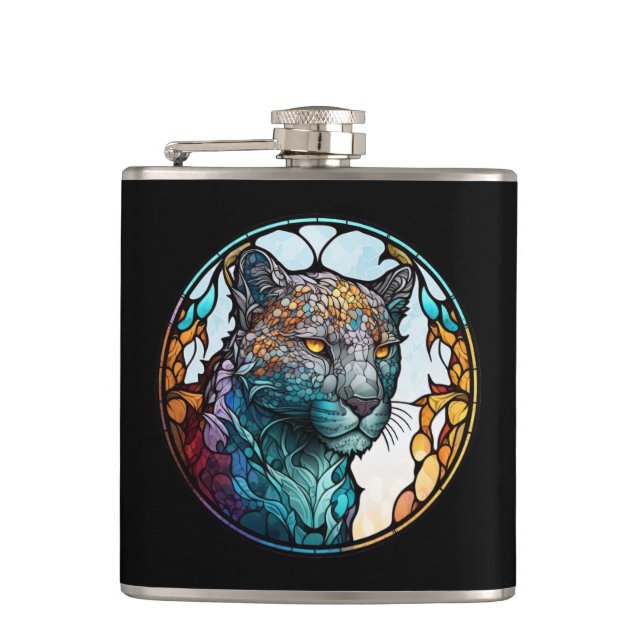 Cantil Leopard Animal Portrait Vidro Escondido Arte Selva (Frente)