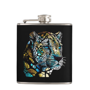 Cantil Leopard Animal Portrait Vidro Escondido Arte Selva