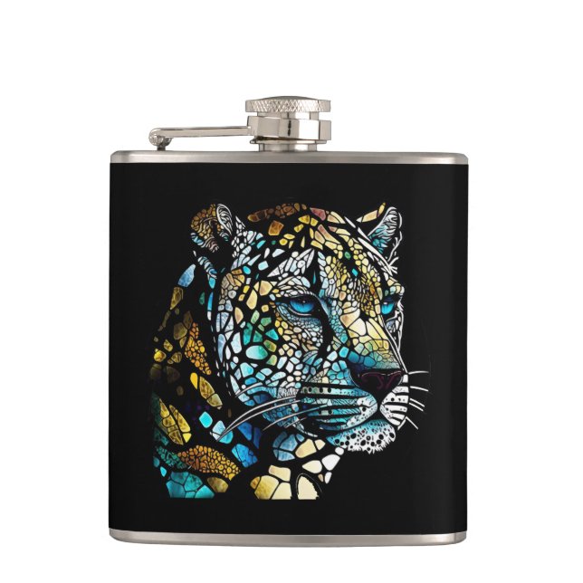 Cantil Leopard Animal Portrait Vidro Escondido Arte Selva (Frente)