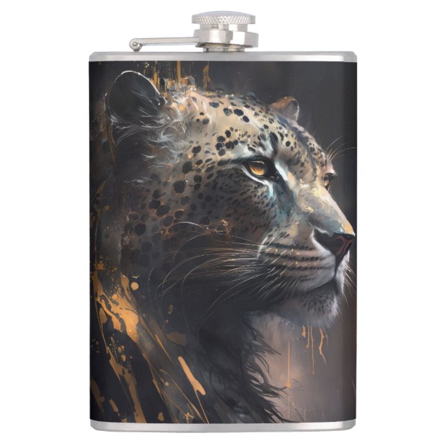 Cantil Leopard Retrato Animal Natureza Selvagem Tinta Esc (Frente)