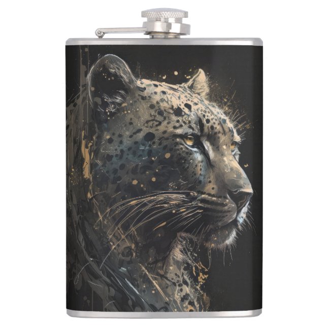 Cantil Leopard Retrato Animal Natureza Selvagem Tinta Esc (Frente)