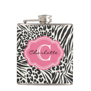 Cantil Leopardo-da-zebra-chica e monograma personalizado 