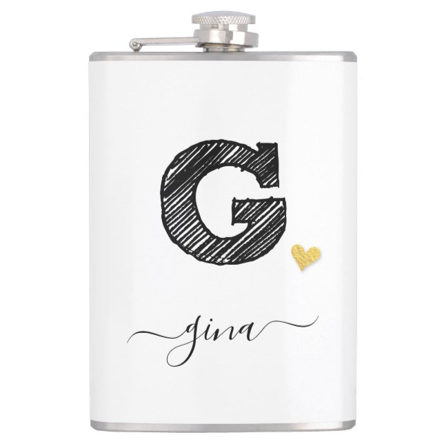 Cantil Letra G Monograma com Desenho Retroativo, Flask (Frente)