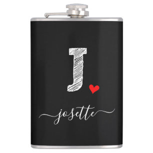 Cantil Letra J Monograma com Desenho Retroativo, Flask
