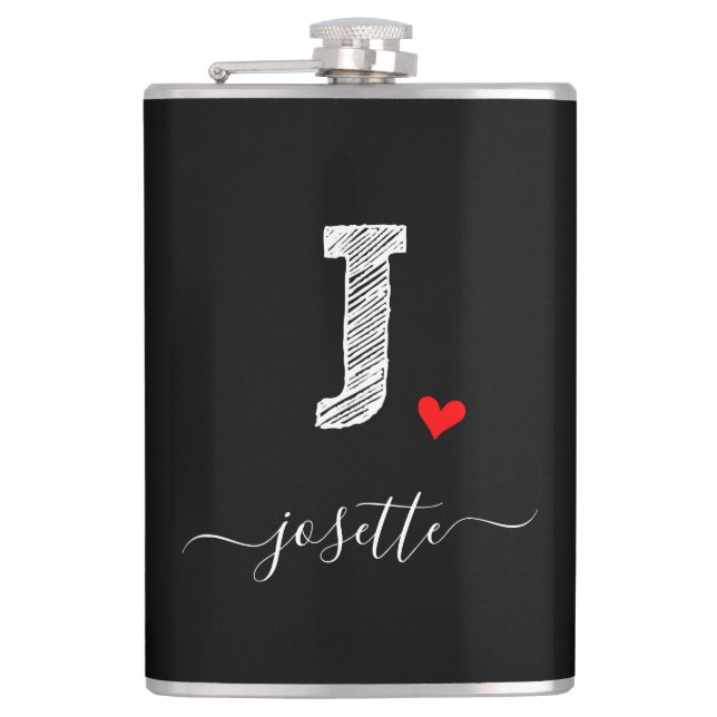Cantil Letra J Monograma com Desenho Retroativo, Flask (Frente)