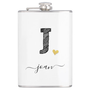 Cantil Letra J Monograma com Desenho Retroativo, Flask