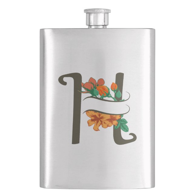 Cantil Letra maiúscula H monograma floral (Frente)