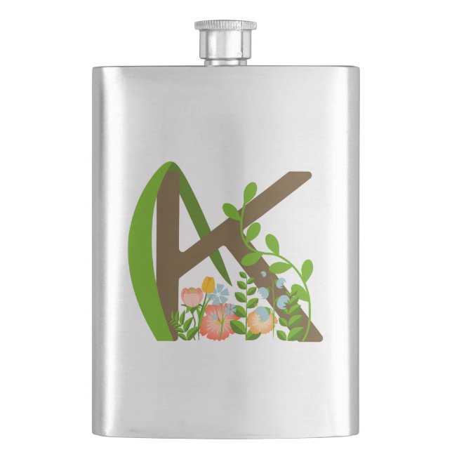 Cantil Letra maiúscula K monograma floral (Frente)