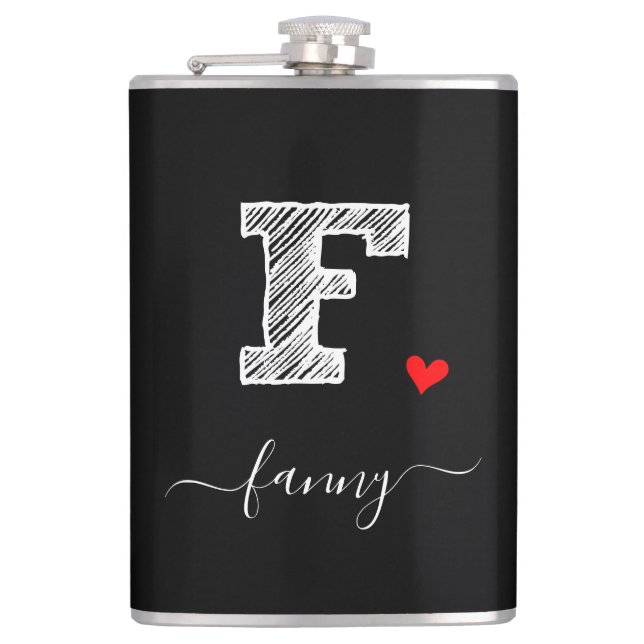 Cantil Letra Monograma com desenho retroativo F, Flask (Frente)