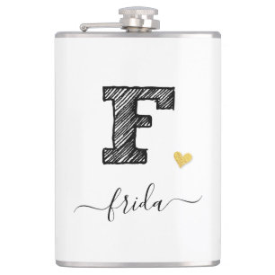 Cantil Letra Monograma com desenho retroativo F, Flask