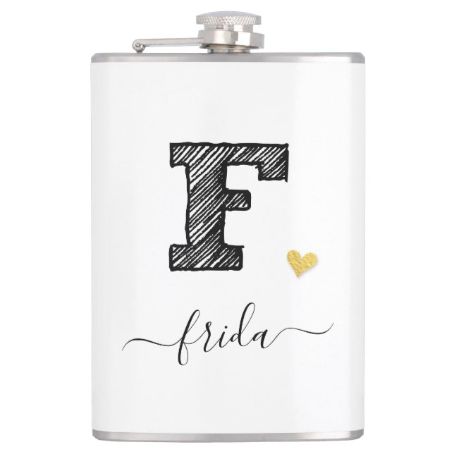 Cantil Letra Monograma com desenho retroativo F, Flask (Frente)