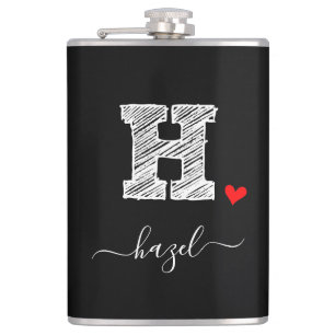 Cantil Letra Monograma com Desenho Retroativo H, Flask